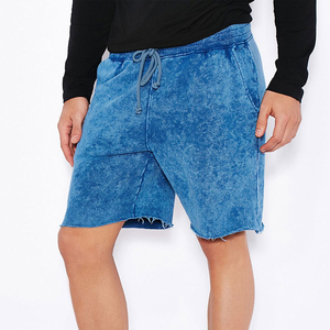 Shorts pour hommes en coton doux de haute qualité, légers, avec logo personnalisé, effet délavé, design tendance, shorts de sport d'été, shorts délavés - Product Image 1