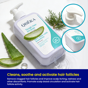 QBEKA Shampoing anti-chute de cheveux 300 ml Formule à base de plantes pour tous types de cheveux Unisexe - Product Image 2
