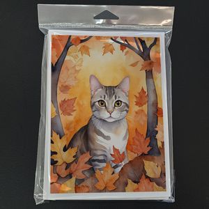 การ์ดอวยพรเปล่าขนาด5x7รูปแมวชอร์ตแอร์ยุโรปพร้อมใบไม้ร่วง8แพ็คขนาด A7แปลกๆ - Product Image 3