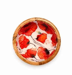 ชามไม้ทำมือขายดี ลายใบไม้เคลือบสีแดง สำหรับใส่ขนม ผลไม้ อาหารปาร์ตี้ - Product Image 3