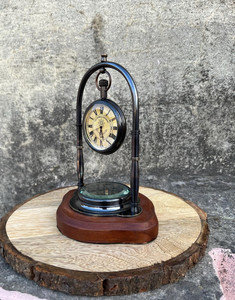 Vintage Brass <b>Desk</b> <b>Clock</b> with Compass Antique Nautical Table <b>Clock</b> Decorative Maritime Timepiece for Home Office Decor - Product Image 2