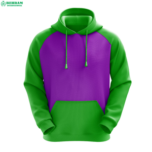 Sweat-shirt à capuche pour homme Behram International, manches raglan violettes et blanches, coupe classique, couleur unie, décontracté - Product Image 4