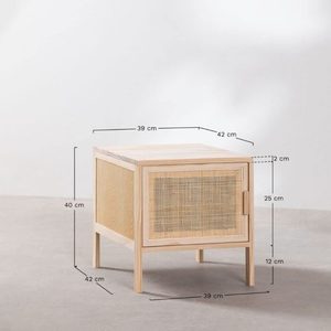 Mesa de Noche Moderna de Bambú y Ratán Tejido, Mueble de Dormitorio para Uso Doméstico - Product Image 2