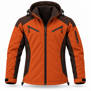 Veste d'hiver softshell imperméable pour homme avec logo OEM, doublure polaire, poignets ajustables, capuche, idéale pour la chasse, l'escalade et les activités de plein air - Product Image 1