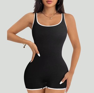 Combinaison moulante blanche à col carré et manches courtes pour femme, avec manches bouffantes, idéale pour les soirées en boîte de nuit, maillot de bain sexy, tenue de sport ajustée, combishort - Product Image 6