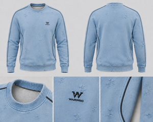 เสื้อสเวตเชิ้ตคอกลมสีฟ้าอ่อนสำหรับผู้ชาย Warpro ทรงปกติ ผ้าถักเนื้อฝ้าย สวมใส่สบายๆ สำหรับฤดูใบไม้ร่วง - Product Image 5