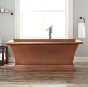 Indian Home Crafts Antique Copper Oval Freestanding Bathtub Durable Retro Style Bathing Tub From Uttar Pradesh - Product Image 3