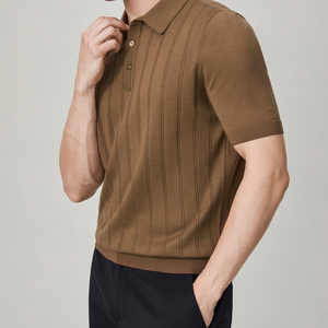 Camiseta Polo Casual de Punto a Rayas de Colores con Cuello Redondo y Manga Corta para Hombre - Product Image 5