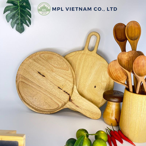 Tabla Redonda de Madera de Caucho Natural Ecológica para Pizza, Paleta Rústica de Madera para Servir, Utensilio de Cocina para Catering, Pan, Queso, Frutas - Product Image 4