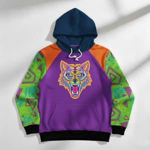 Sweat à capuche néon haute technologie pour homme avec motif graphique et accents de circuit imprimé sur les manches, vêtement de sport sublimé 100 % coton pour l'hiver - Product Image 4