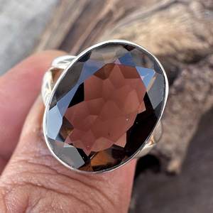 Oval Smokey Quartz Art Deco <b>Ring</b> 18K Gold <b>Dainty</b> Gemstone Minimalist Festival Gift for Women 2.00 Carat - Product Image 5