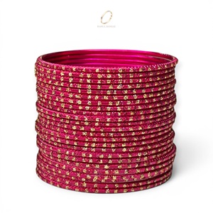 Vibrant Fuchsia Pink Trendy Gold Plated Glitter Crystal Fashion Bangles <b>Bracelet</b> Indian Jewelry for Women Wedding Wear Wholesale - Product Image 4