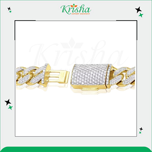 Chaîne cubaine en or massif 10 carats de haute qualité avec petits diamants, bijoux de fiançailles pour soirée, disponible au prix de gros pour l'exportation - Product Image 5