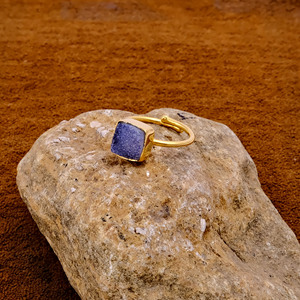 Wholesale Natural Square Sugar Druzy Stone <b>Ring</b> <b>Adjustable</b> Gold Plated Copper Raw Geode Gemstone <b>Rings</b> for Women Jewelry - Product Image 4