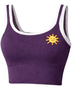 Conjunto de Falda de Dos Piezas Morado para Mujer, Personalizado por el Fabricante, Top Corto sin Mangas, Minifalda de Cintura Alta, Suave y Elástica, Atuendo Casual de Verano - Product Image 2