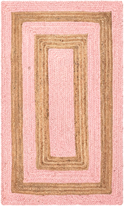 Alfombra Rectangular de Yute Natural Rosa Tejida a Mano con Diseño de Borde para Sala de Estar, Dormitorio y Decoración del Hogar - Product Image 2