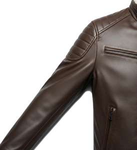 Chaqueta de Cuero Genuino de Piel de Vaca LUXE ENTERPRISES 2026 para Hombre, Diseño OEM, Corte Ajustado, Transpirable, con Logotipo Frontal y Cierre de Cremallera, Estilo Casual - Product Image 3