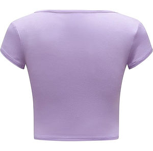 Camiseta de Mujer de Alta Calidad 100% Algodón, Cuello Redondo, Bordado con Logotipo Personalizado, Corte Corto, Ropa de Verano, 100% Algodón Suave - Product Image 6