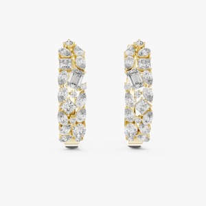 Pendientes de Aro de Oro Amarillo de 9K con Diamantes Cultivados en Laboratorio de 0.806CT, Corte Mixto Redondo, Pera, Princesa y Esmeralda, Joyería Fina al por Mayor - Product Image 1