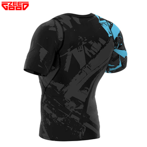 Maillot de compression à manches courtes personnalisé pour MMA, BJJ, grappling, sportswear respirant, séchage rapide, imprimé par sublimation, pour la gym - Product Image 5