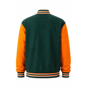 เทรนด์แฟชั่น 87 เสื้อแจ็คเก็ตวาร์ซิตี้ผู้ชายสีเขียวสีส้มปักตัวอักษรลำลองปกพับได้เสื้อโค้ทฤดูใบไม้ร่วงทรงพอดีตัว - Product Image 3
