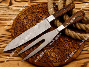 Couteau à découper et à trancher le brisket pour barbecue, ultra-affûté, professionnel, en acier Damas, avec fourchette, personnalisable OEM/ODM - Product Image 5