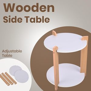 Table d'appoint moderne Aqdus Saleem en bois grainé, à deux niveaux, pour salon et chambre à coucher - Product Image 4