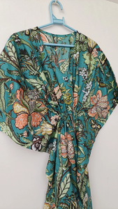 Vestido Kaftán Informal de Verano con Estampado Floral Tropical, sin Mangas, de Algodón, para Mujer, Ropa de Playa, Ropa de Estar por Casa, Textil Naaz - Product Image 3