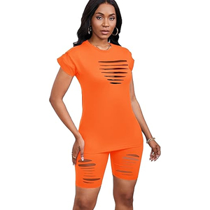 Conjunto de Camiseta Holgada y Pantalones Cortos de Ciclismo para Mujer, Atuendo Casual de Dos Piezas para Verano - Product Image 3