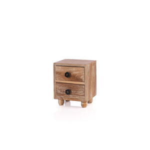 NOLO Small Size Premium Quality Wood <b>Square</b> Jewelry Organizer Sleek Design with 2 Drawers Includes Premium Packaging - Product Image 4