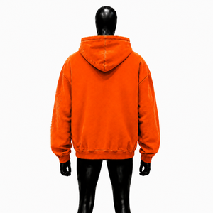 Sudadera con capucha y cremallera completa con estampado gráfico naranja, estilo urbano oversize, unisex, informal, para venta al por mayor - Product Image 2