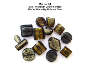 Perles de verre indiennes noires de qualité supérieure avec feuille d'argent, tailles assorties, fournitures de bricolage pour la fabrication de bijoux, prix d'usine en gros - Product Image 2