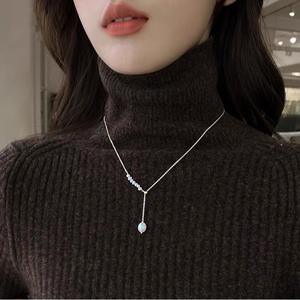 Nouveau collier de perles d'eau douce en forme d'étoile et de cœur haut de gamme, design de niche élégant pour pulls - Product Image 4