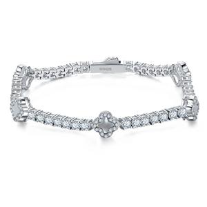 Fine Flower Design GRA Certificated 925 Sterling Silver Clustered Tennis Bracelet Hip Hop VVS D Moissanite Jewelry - Product Image 1