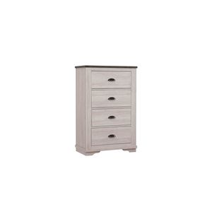 Comodino Contemporaneo Rustico in Legno Grigio Gesso con Quattro Cassetti, 1 Pezzo, Mobili Contemporanei - Product Image 1