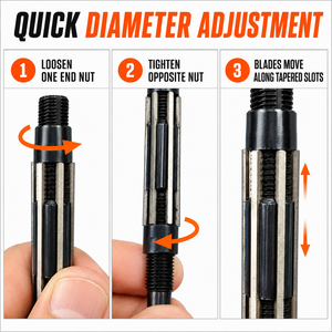 ชุดรีมเมอร์มือแบบปรับได้ 7 ชิ้น ไม่เคลือบผิว ขนาด H-V ถึง H-3 ขนาด 1/4 นิ้ว ถึง 15/32 นิ้ว ผลิตที่เดลี - Product Image 2