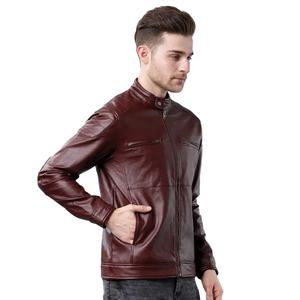 Veste en cuir PU mince et décontractée pour hommes Collection d'hiver de haute qualité Manteau à fermeture éclair sur pied Options de taille supérieure - Product Image 3