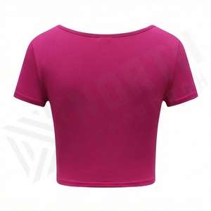 Women 100 Cotton <b>Mock</b> <b>Neck</b> Crop <b>Top</b> Custom Logo Oversize Cropped T Shirt Sexy Style Streetwear Premium Trendy Tee - Product Image 2