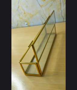 Handmade Brass Glass Box Rectangle <b>Wedding</b> Card Holder <b>Keepsake</b> Jewelry Organizer Box Vintage Clear Glass Display Decorative Box - Product Image 2