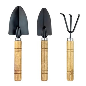 ชุดเครื่องมือทำสวนไม้มะฮอกกานีขายส่ง |   คราดและจอบขุดดินทำมือ - Product Image 1