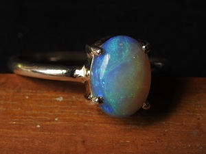 Solid Australian <b>Opal</b> <b>Ring</b>-Multi Fire Effect-925 Sterling Silver-October Birthstone-Classic Style-Prong Setting-Third Party - Product Image 1