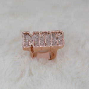 Luxury Rose Gold Moissanite <b>Initial</b> Letter Engagement <b>Ring</b> Radiant Cut Statement Hip Hop Designer Jewelry 925 Silver Premium - Product Image 2
