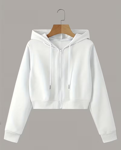 Women's Pink Regular Hooded Zipper Sweatshirt Solid Color Long Sleeve Fleece Breathable Eco-Friendly Winter Wear - Product Image 6