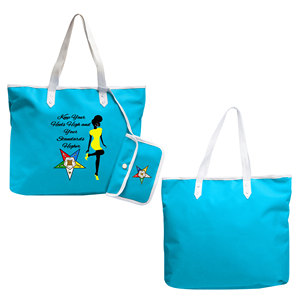 Sac fourre-tout OES avec emblème étoile bleu ciel de l'Ordre de l'Étoile d'Orient (OES) (Gardez vos talons hauts et vos standards plus élevés) - Product Image 1