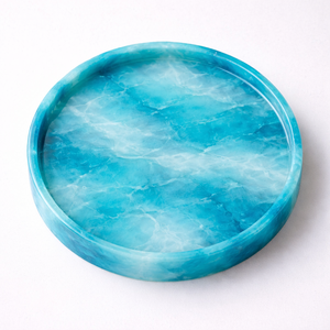 Nouvel arrivage : Plateau de service en résine avec effet marbre élégant, forme ronde, pour cuisine, table à manger et décoration intérieure - Product Image 1