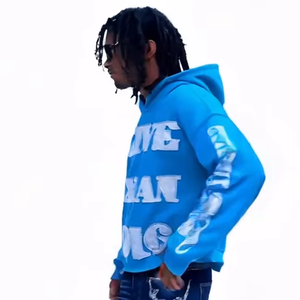 Sudadera con Capucha Oversize de Algodón con Logotipos Personalizados, Apliques Bordados y Bajo sin Rematar, Estilo Streetwear con Hombros Caídos - Product Image 3