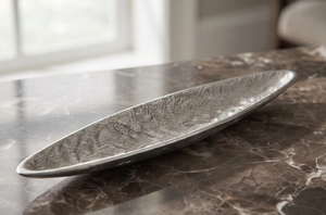 Bandeja de Servir Plateada en Forma de Barco, Plato de Metal Resistente con Textura Fundida, Juego de Vajilla para Cocina y Comedor - Product Image 5