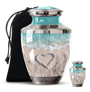 Urna Conmemorativa de Arena Oceánica, Urna de Recuerdo Personalizada, Urna de Cremación de Vidrio Grabada con Bolsa de Cordón - Product Image 3