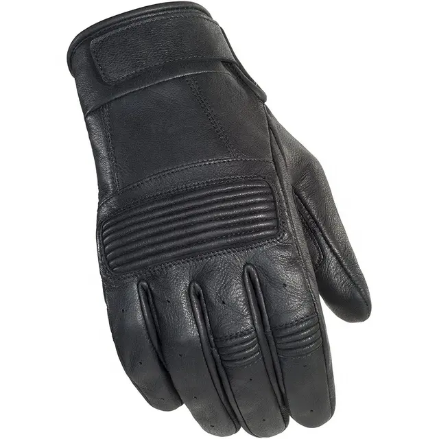 Cafe Racer Vintage Motorrad Schwarze Leder handschuhe für Herren/Herren Klassische Motorrad Schwarze Leder handschuhe