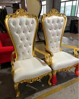 Chaises de trône à dossier haut de gamme, qualité commerciale, or et blanc, sièges de banquet, durables, écologiques, hôtels de luxe, style royal